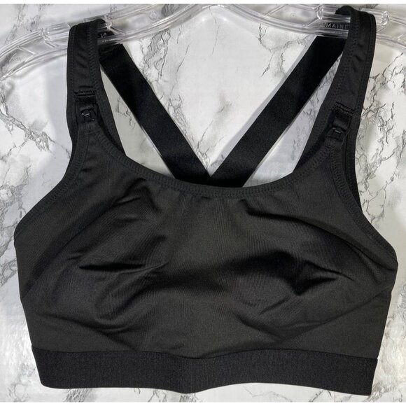 Time and Tru Nursing Sports Bra Black Cross Back Padded Size M - Picture 1 of 8